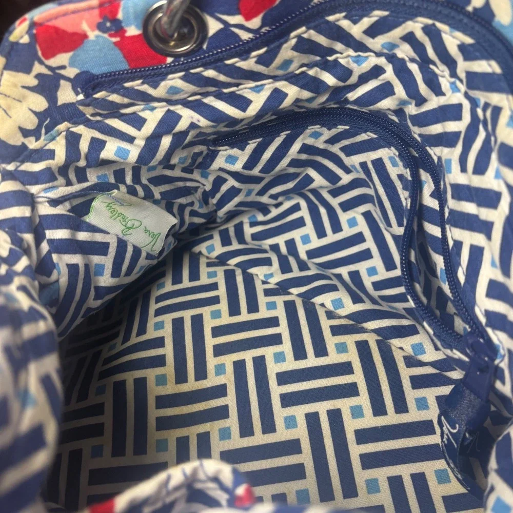 Vera Bradley Summer Cottage Floral Quilted‎ Cotton Satchel Handbag Blue Red Pink